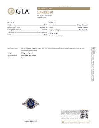 Natural Mined Blue Sapphire and Diamond Halo Cocktail Ring Platinum GIA