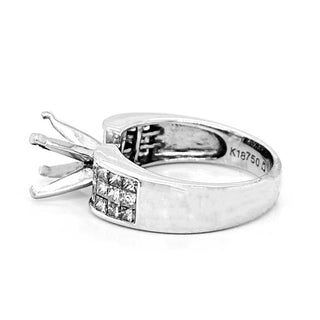 Semi-Mount with Natural Princess Cut Diamond Ring, in White Gold