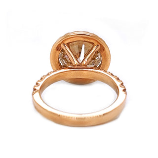 Natural Mined Round Cognac Diamond Halo Bridal Ring Rose Gold