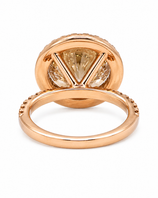 Natural Round Cognac Diamond Halo Bridal Rin 14KT Rose Gold