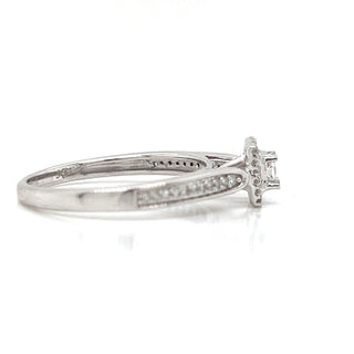 Natural Diamonds with Illusion Setting Cocktail Ring, in White Gold