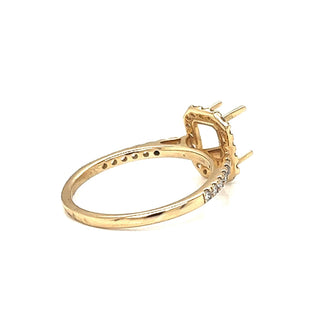 Semi-Mount Fits 7 x 5 mm with Natural Round Diamond Halo Ring, in Yellow Gold