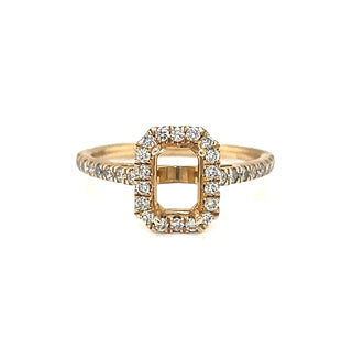 Natural Mined Round Diamond Semi-Mount Fits 7 x 5 mm Halo Ring Yellow Gold