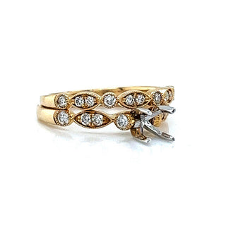 Natural Mined Round Diamond Semi-Mount Bridal Ring Yellow Gold