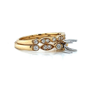 Natural Mined Round Diamond Semi-Mount Bridal Ring Yellow Gold