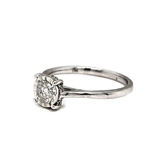 Natural Round Diamond Illusion Solitaire Ring, in White Gold