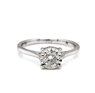 Natural Round Diamond Illusion Solitaire Ring, in White Gold