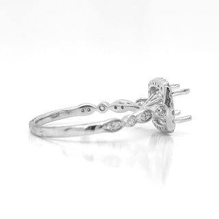 Natural Mined Round Diamond Halo Semi-Mount Fits 6.5 mm Ring White Gold
