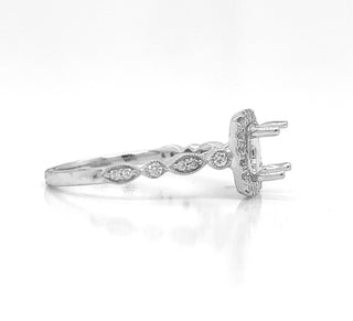 Natural Mined Round Diamond Halo Semi-Mount Fits 6.5 mm Ring White Gold