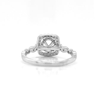 Natural Mined Round Diamond Halo Semi-Mount Fits 6.5 mm Ring White Gold