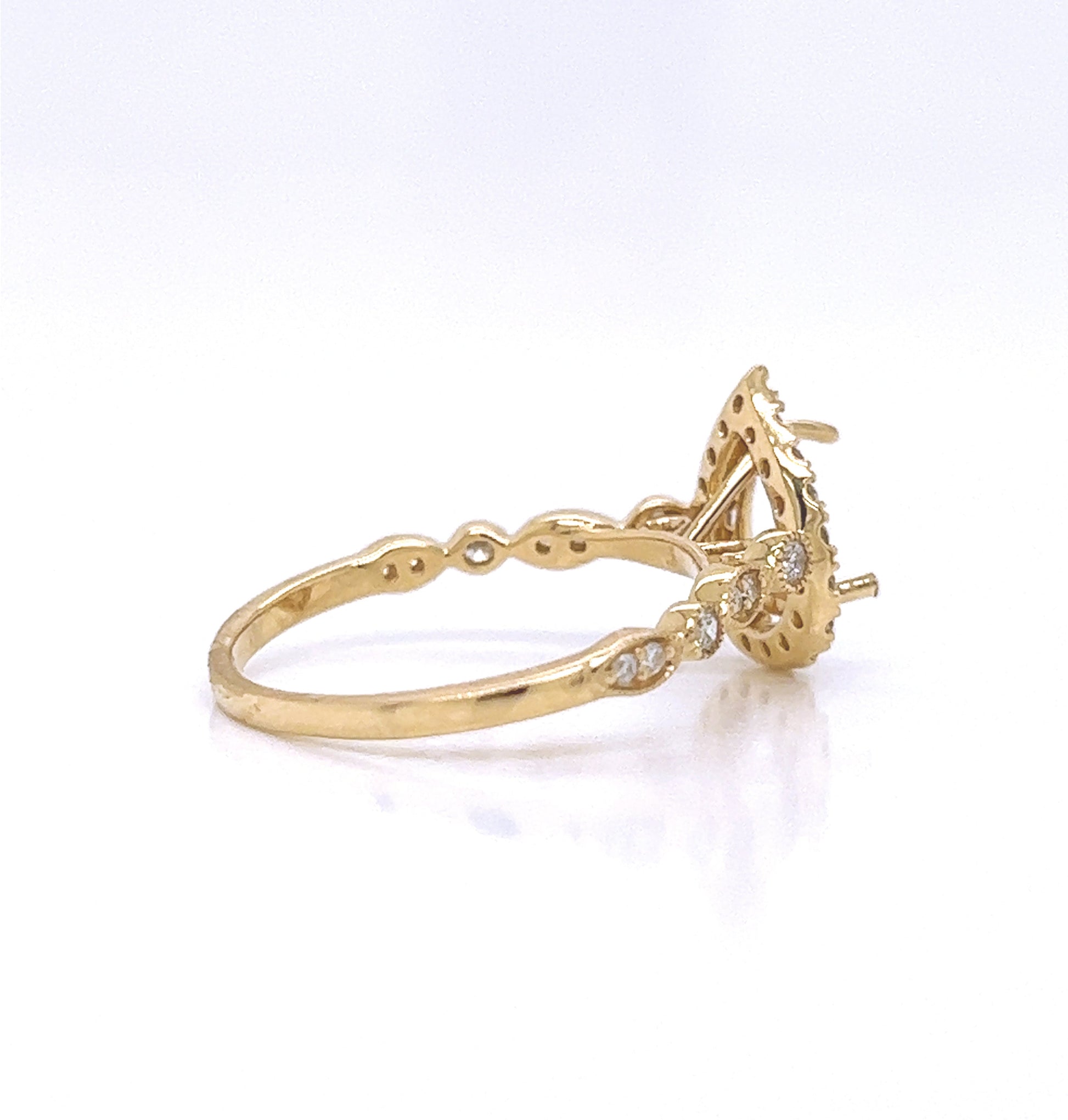 Semi-Mount Fits: 5.7 mm with Natural Round Diamond Halo Bridal Band Ring, in Yellow Gold