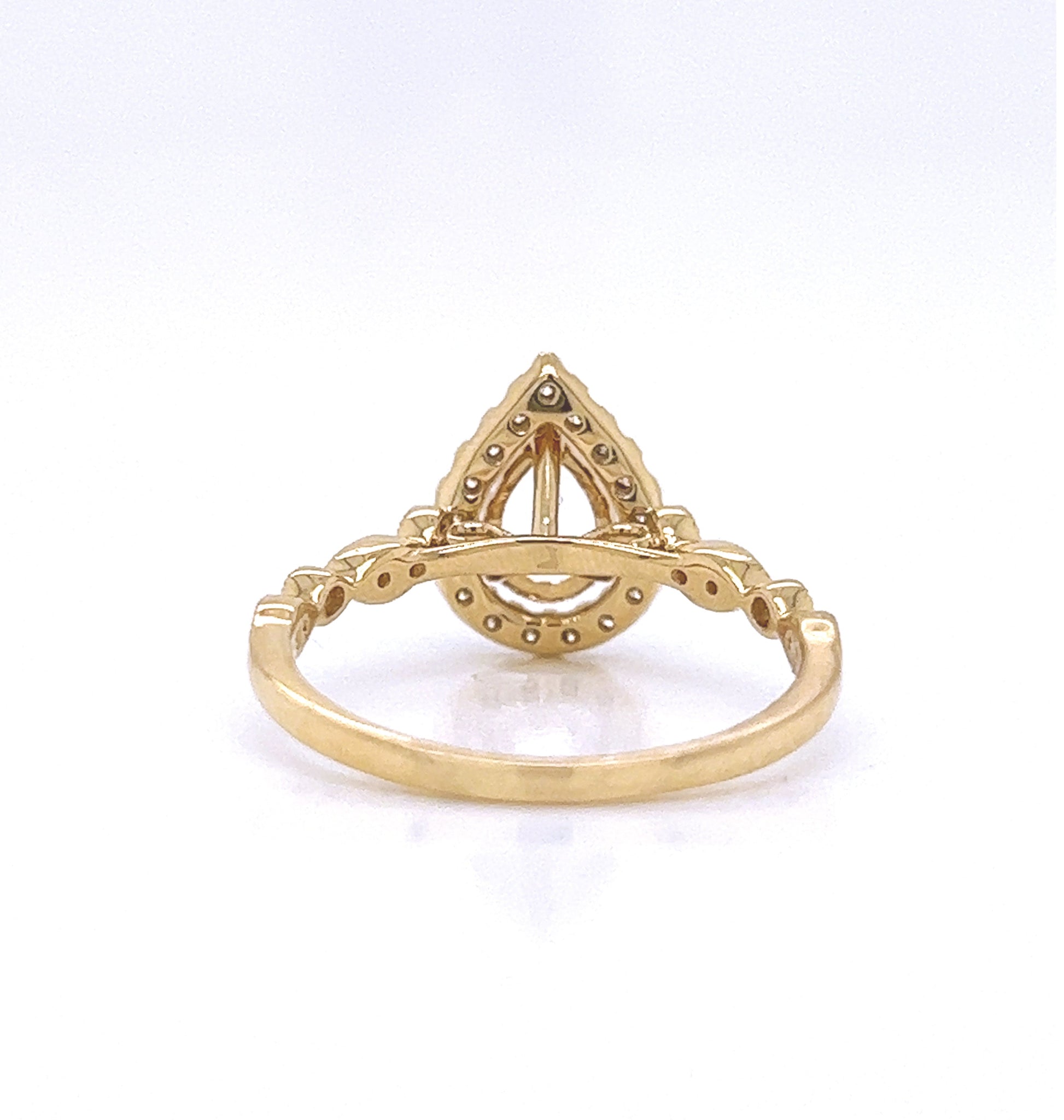 Semi-Mount Fits: 5.7 mm with Natural Round Diamond Halo Bridal Band Ring, in Yellow Gold