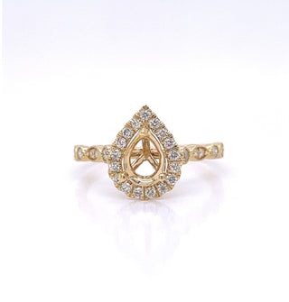 Natural Mined Round Diamond Halo Semi-Mount Fits: 5.7 mm Bridal Band Ring Yellow Gold