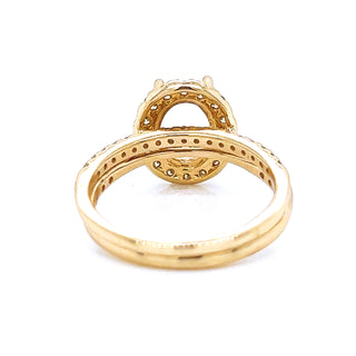 Semi-Mount Fits 8.5 x 7 mm Natural Round Diamond Halo Bridal Band Ring, in Yellow Gold