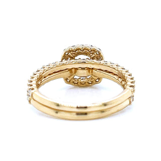 Natural Round Diamond Halo Semi-Mount Fits 6.5 mm Bridal Band Ring Yellow Gold