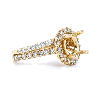 Natural Round Diamond Halo Semi-Mount Fits 8.2 mm Bridal Band Ring Yellow Gold
