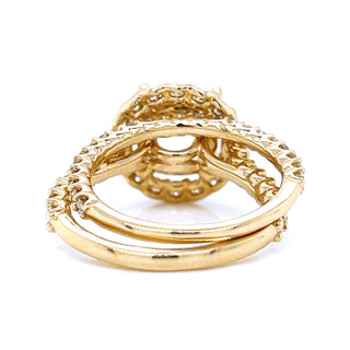 Natural Round Diamond Halo Semi-Mount Fits 8.2 mm Bridal Band Ring Yellow Gold