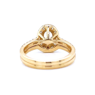 Natural Mined Round Diamond Halo Semi-Mount Fits 7.5 x 5.00 mm Bridal Ring Yellow Gold