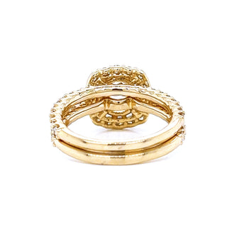 Natural Mined Round Diamond Halo Semi-Mount Fits 8.00 mm Bridal Ring Yellow Gold