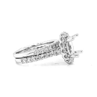 Natural Mined Diamond Halo Semi-Mount Fits 8 mm Bridal Band Ring White Gold
