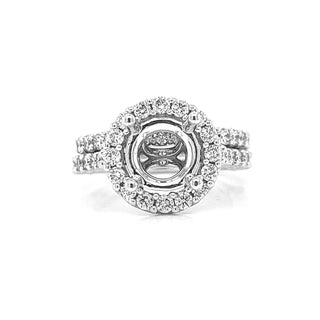 Natural Mined Diamond Halo Semi-Mount Fits 8 mm Bridal Band Ring White Gold