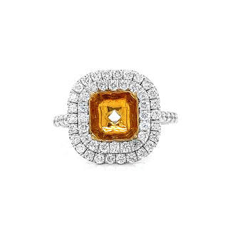 Natural Mined Round Diamond Semi-Mount Fits 7.0mm Double Halo Bridal Ring White Gold