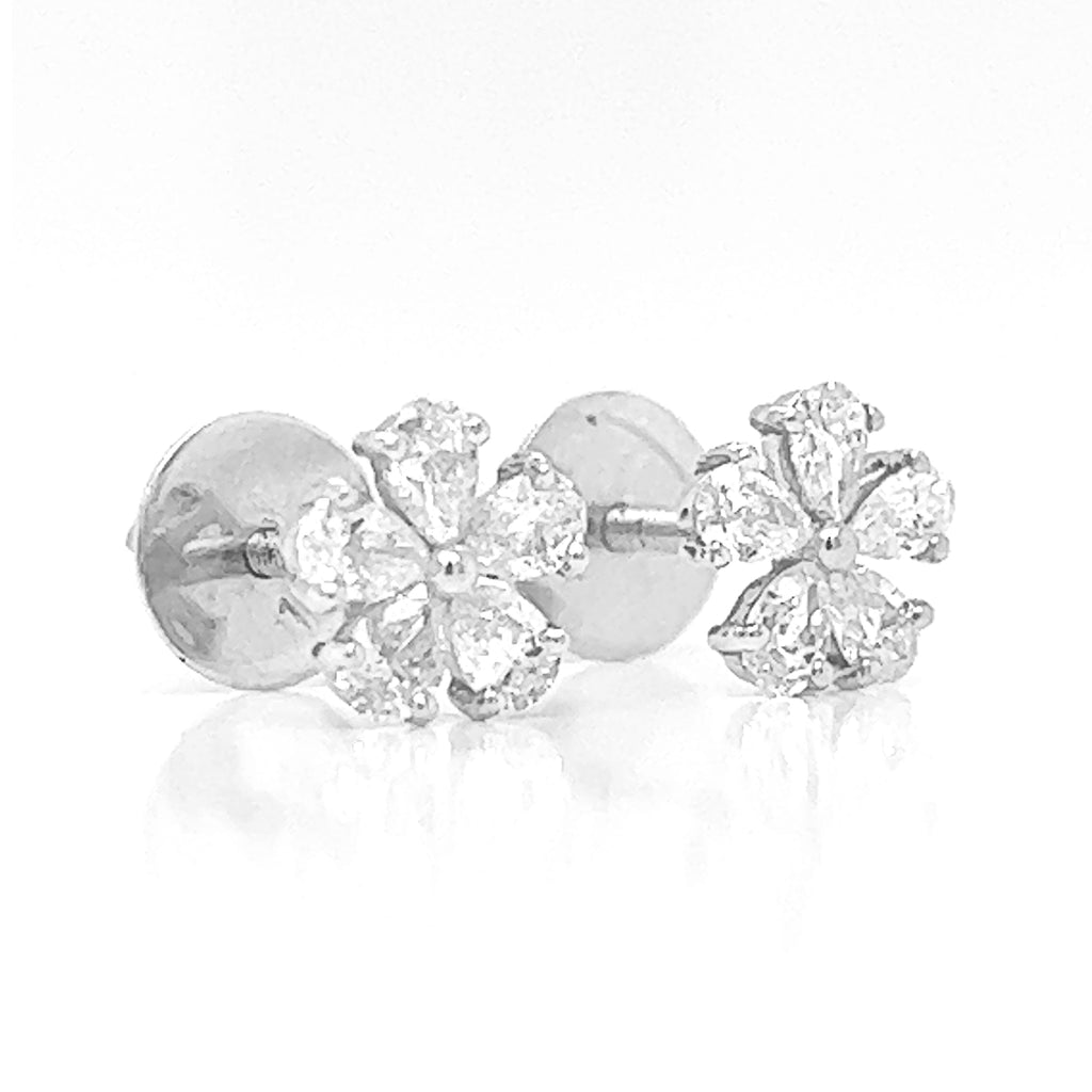 Ella Pear Shaped Diamond Stud Earrings, in White Gold