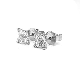 Natural Diamond Cluster Stud Earrings, White Gold
