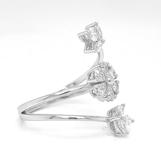 Natural Marquise and Pear Shaped Diamond Bypass Cocktail Ring, in White Gold