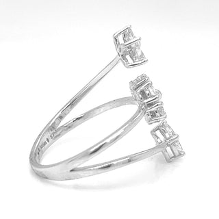 Natural Marquise and Pear Shaped Diamond Bypass Cocktail Ring, in White Gold