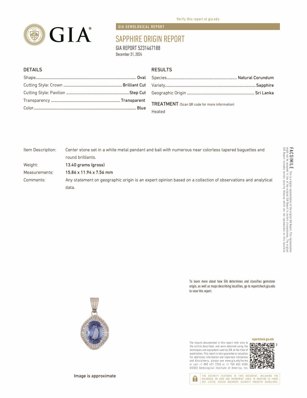 13.57 Carat Oval Cut Sapphire GIA 5231467188