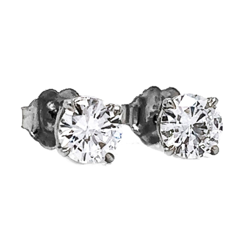 1 ct.tw. Natural Round Diamond Stud Earrings, in White Gold