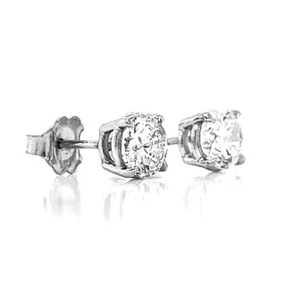 Natural Mined Round Diamond Stud Earrings White Gold