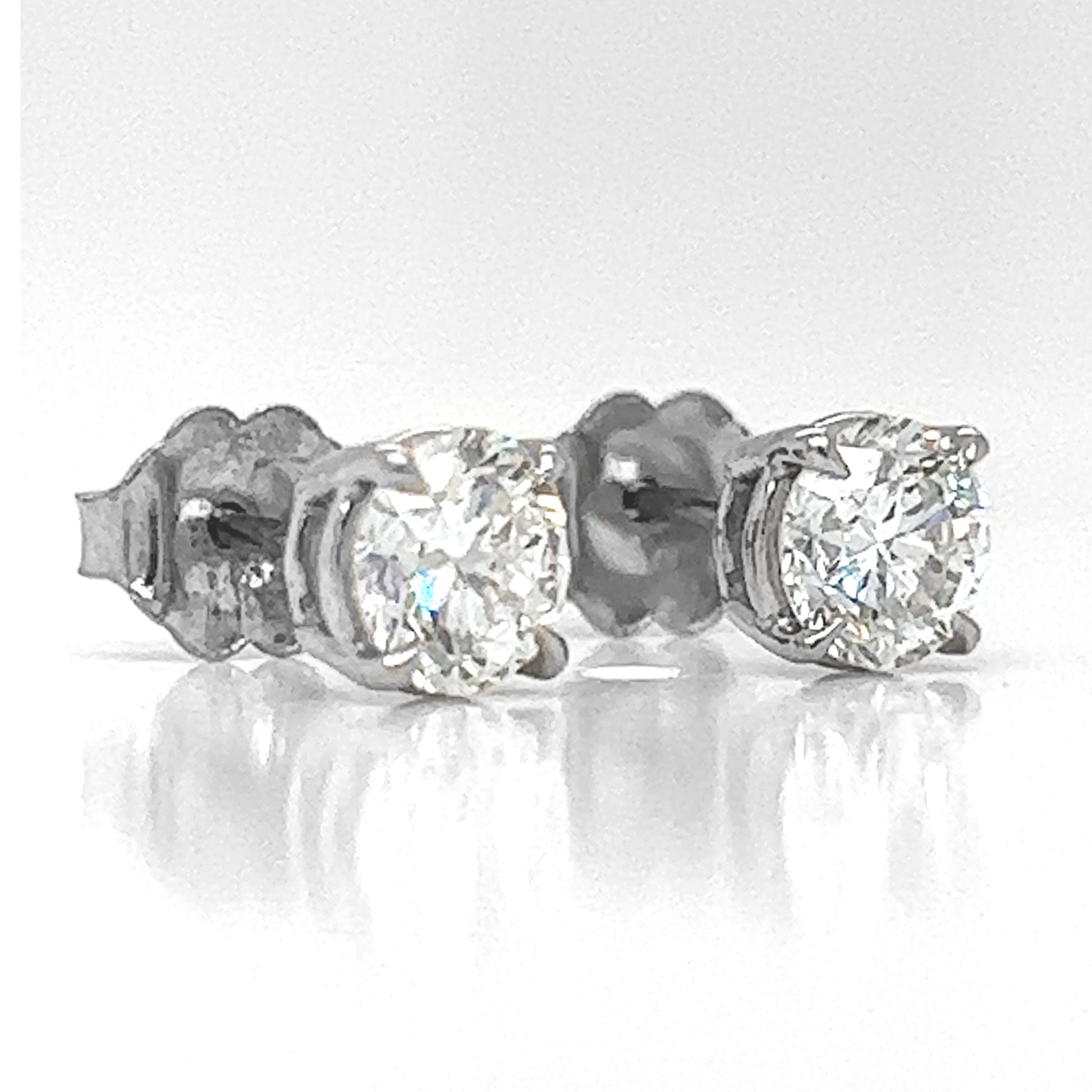 1.08 ct.tw. Natural Round Diamond Stud Earrings, in White Gold