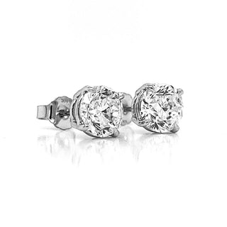 3.01 ct.tw. Natural Round Diamond Stud Earrings, in White Gold