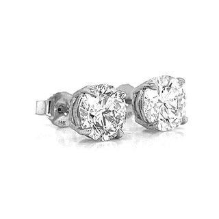 3.05 ct.tw. Natural Round Cut Diamond Stud Earrings, in White Gold