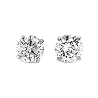 3.05 ct.tw. Natural Round Cut Diamond Stud Earrings, in White Gold