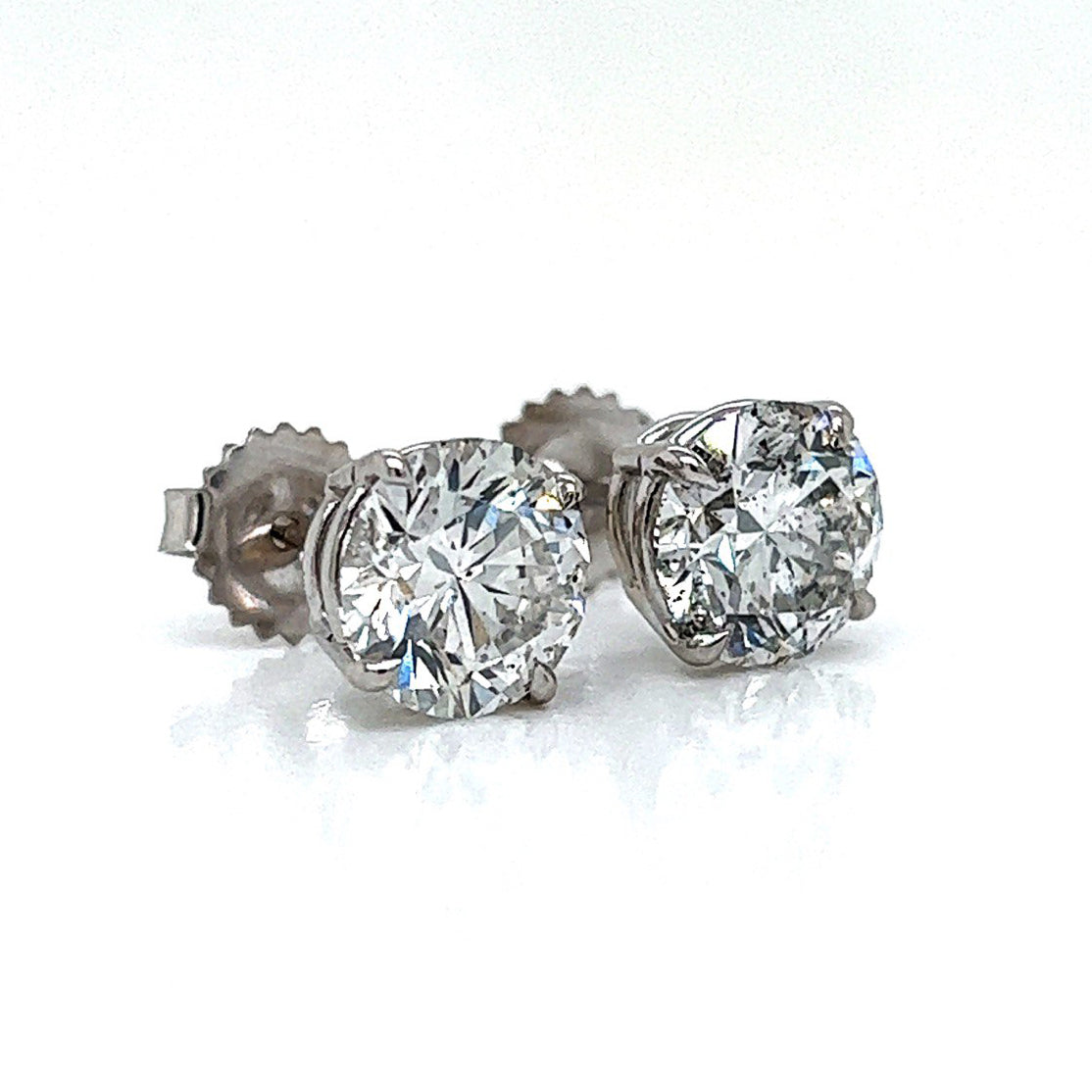 4.02 ct. t.w. Natural Round Diamond Earring Studs, in White Gold