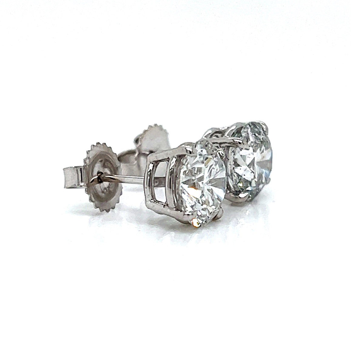 4.02 ct. t.w. Natural Round Diamond Earring Studs, in White Gold