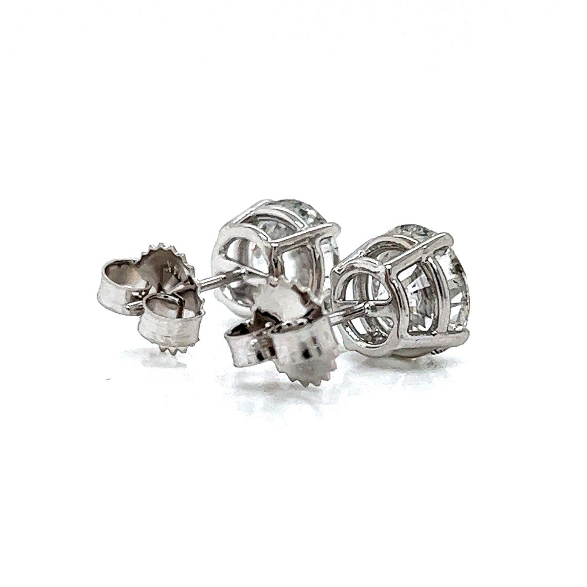 4.02 ct. t.w. Natural Round Diamond Earring Studs, in White Gold