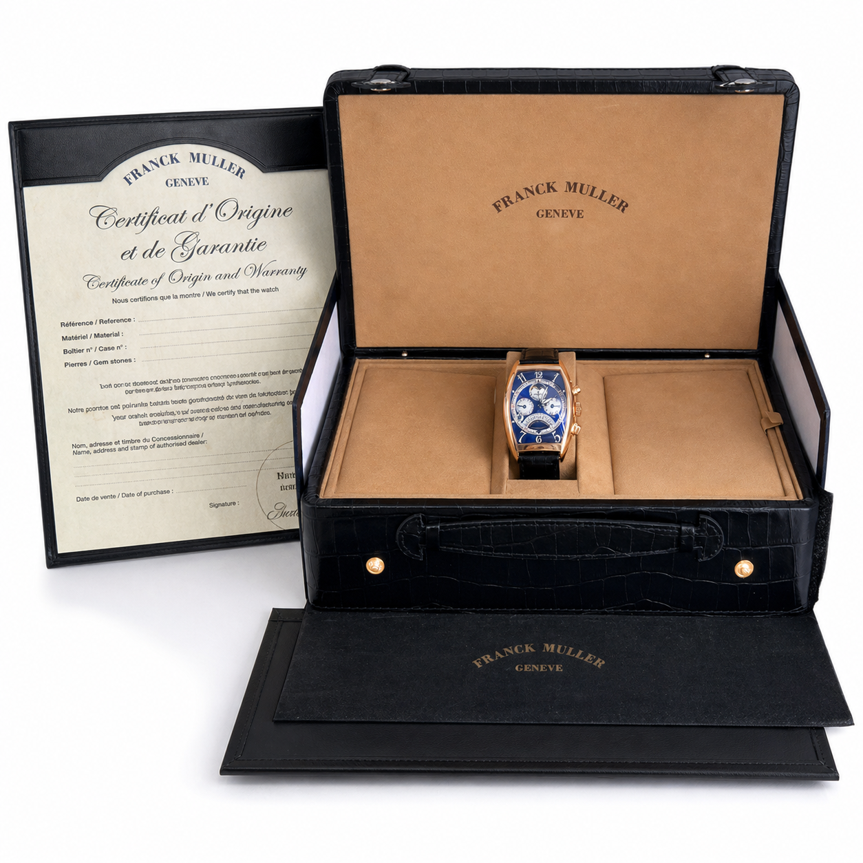 Franck Muller 6850 QPE 46x34 18K Rose Gold Perpetual Calendar Watch