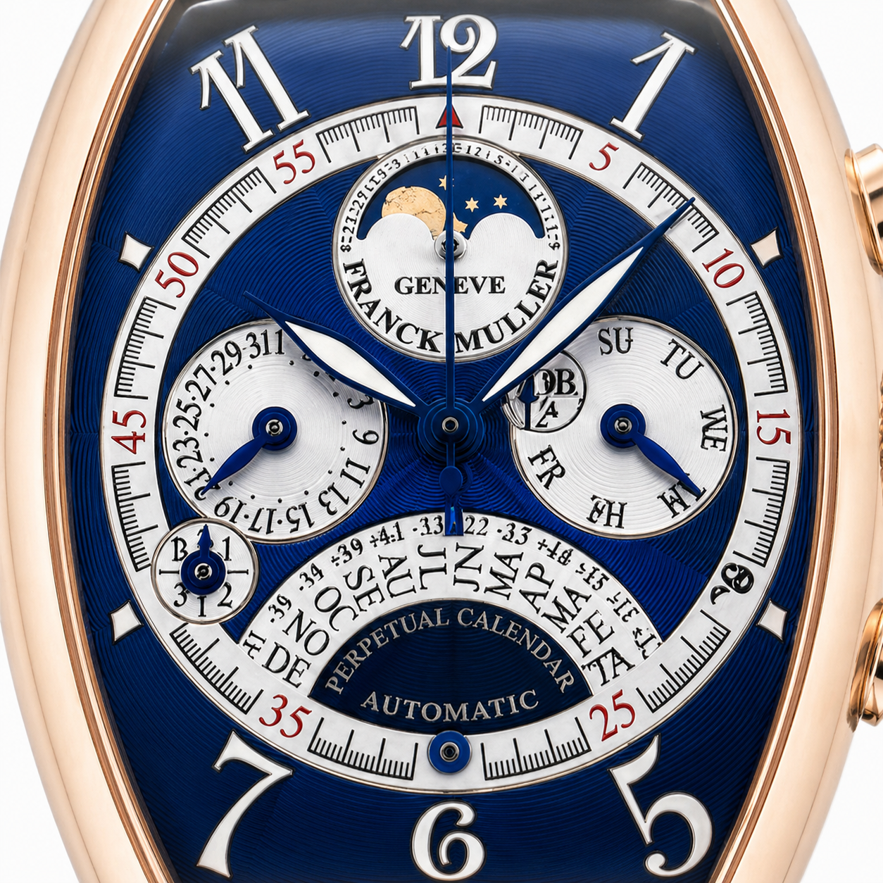 Franck Muller 6850 QPE 46x34 18K Rose Gold Perpetual Calendar Watch