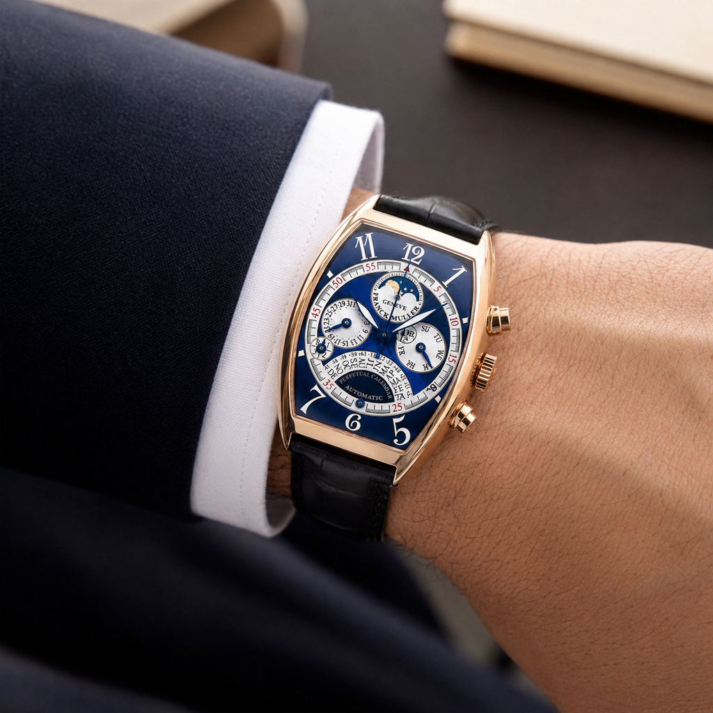 Franck Muller 6850 QPE 46x34 18K Rose Gold Perpetual Calendar Watch