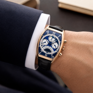 Franck Muller 6850 QPE 46x34 18K Rose Gold Perpetual Calendar Watch