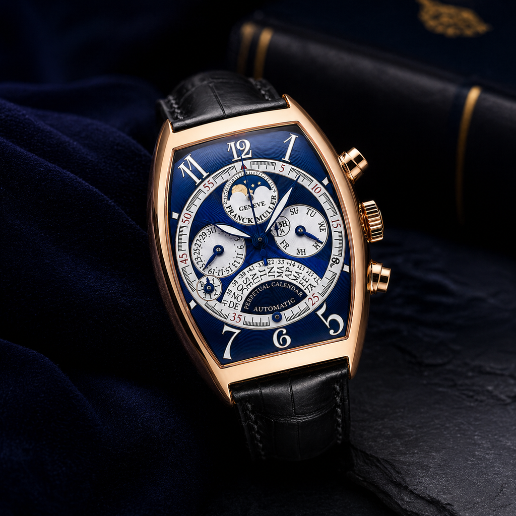Franck Muller 6850 QPE 46x34 18K Rose Gold Perpetual Calendar Watch