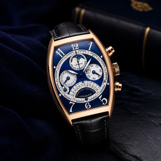 Franck Muller 6850 QPE 46x34 18K Rose Gold Perpetual Calendar Watch