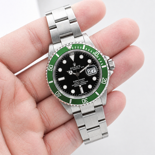 Rolex 50th Anniversary Green Submariner, D Serial, Complete Set