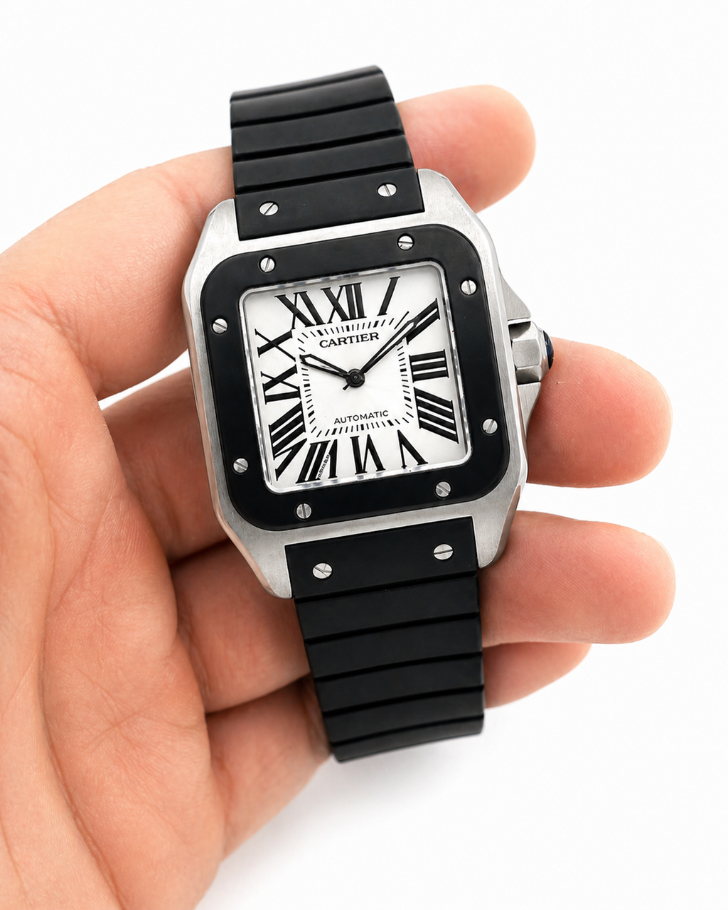 Cartier Santos 100 XL Stainless Steel Rubber-Clad Watch