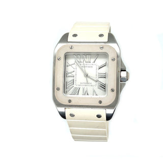 Cartier Santos 100 MID White Rubber Clad Stainless Steel Automatic Watch