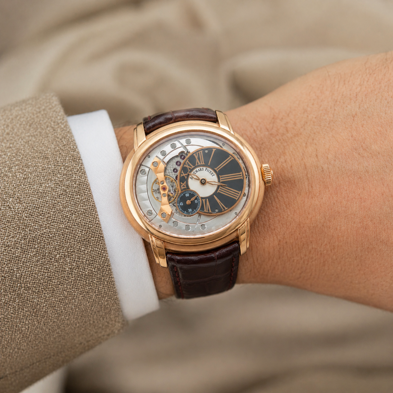 Audemars Piguet Millenary 4101 18K Rose Gold Skeleton Watch